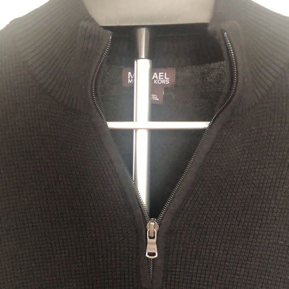 Michael Kors Black Cotton Quarter Zip Sweater Sz M - Picture 4 of 13